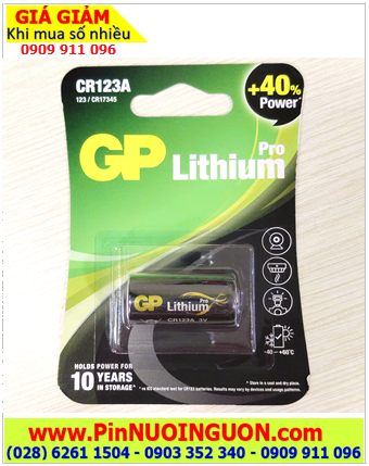 Pin GP CR123A CR17345, Pin 3v lithium GP CR123AP-2GSBC1 dòng PRO chính hãng (Loại vỉ 01viên) MẪU MỚI